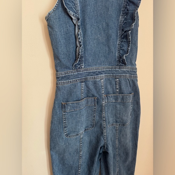 Madewell Denim Ruffle Sleeve Zip Front Jumpsuit Women’s Size 00 Boho Western - Picture 8 of 8